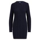 Ralph Lauren Aran-knit Wool Sweater Dress Navy