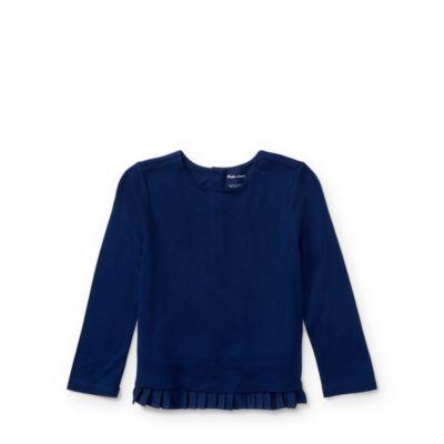 Ralph Lauren Pleated-hem Jersey Top Holiday Navy 3m