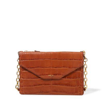 Ralph Lauren Embossed Erika Crossbody Bag Bourbon