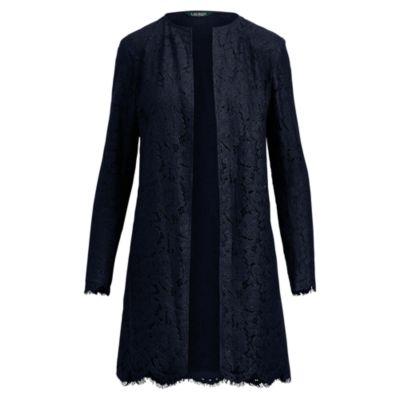Ralph Lauren Lace Open-front Jacket Rl Navy