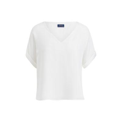Ralph Lauren Silk V-neck Tee White