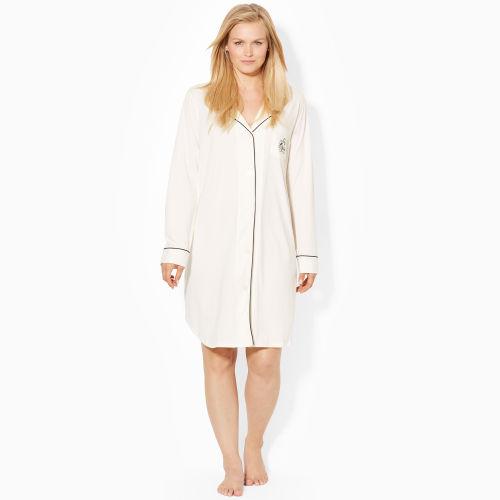 Ralph Lauren Lauren Woman Cotton Jersey Sleep Shirt Ivory