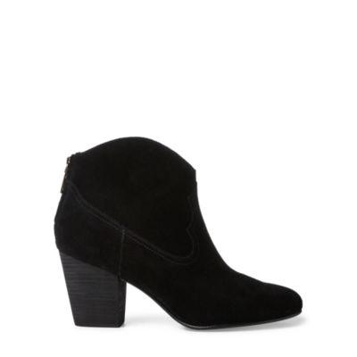 Ralph Lauren Mazie Suede Cowboy Boot Black