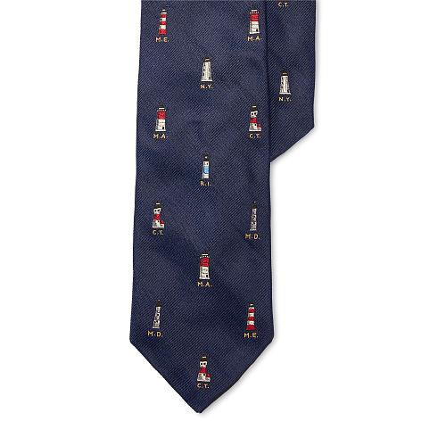 Polo Ralph Lauren Lighthouse Silk Narrow Tie Navy