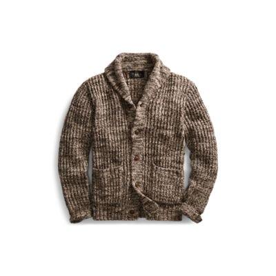 Ralph Lauren Cotton Shawl-collar Cardigan Brown Cream Marl