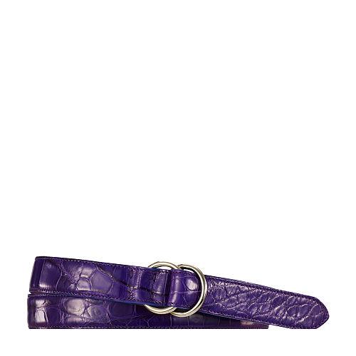 Ralph Lauren Crocodile O-ring Belt Bright Purple