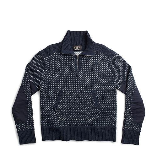 Ralph Lauren Rrl Indigo Wool-blend Pullover Indigo Fleck
