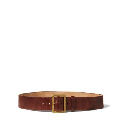 Ralph Lauren Distressed Wide Leather Belt Brown