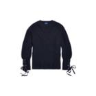 Ralph Lauren Lace-up-sleeve Cotton Sweater Navy
