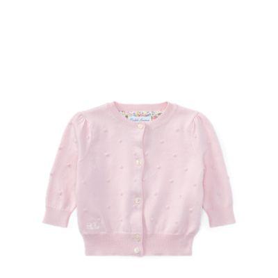 Ralph Lauren Dotted Cotton Cardigan Hint Of Pink 18m