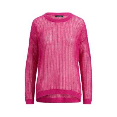 Ralph Lauren Open-knit Cotton Sweater Bold Pink