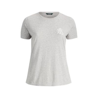 Ralph Lauren Beaded-monogram Jersey T-shirt Pearl Grey Heather