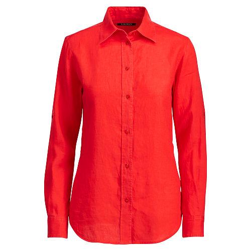 Ralph Lauren Lauren Linen Roll-cuff Shirt Fresh Tomato