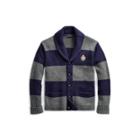 Ralph Lauren Striped Merino Wool Cardigan Navy/grey