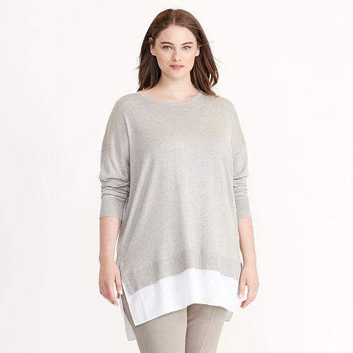 Ralph Lauren Lauren Woman Layered Long-sleeve Sweater Platinum Heather