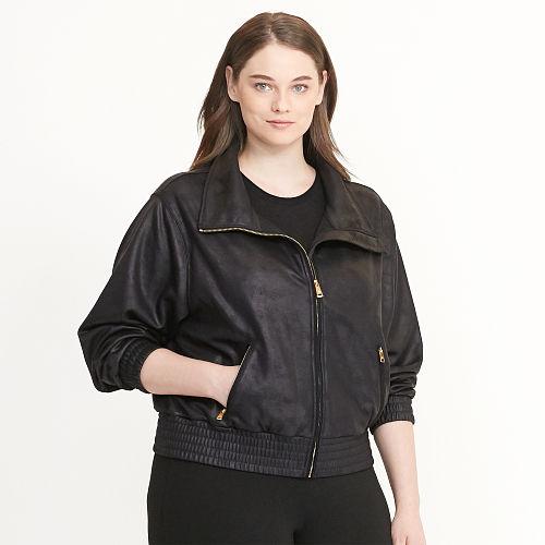 Ralph Lauren Lauren Woman Coated French Terry Jacket Black