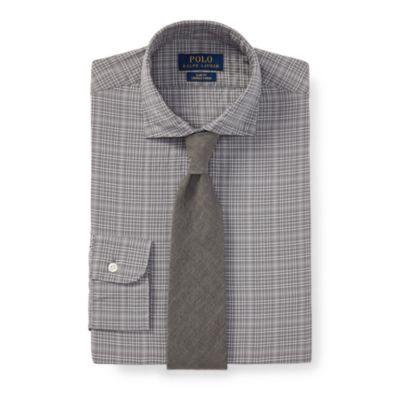 Ralph Lauren Slim Fit Stretch Dress Shirt 2230 Ash Grey/cream Multi
