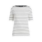 Ralph Lauren Striped Cotton Boatneck Top Cream/polo Black
