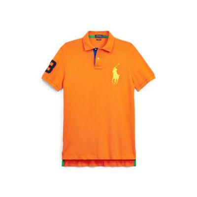 Ralph Lauren Custom Slim Fit Mesh Polo Basketball Orange