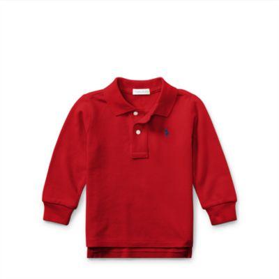 Ralph Lauren Cotton Mesh Long-sleeve Polo New Red 3m