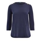 Ralph Lauren Button-trim Matte Jersey Top Navy