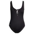 Ralph Lauren Lace-up One-piece Swimsuit Black