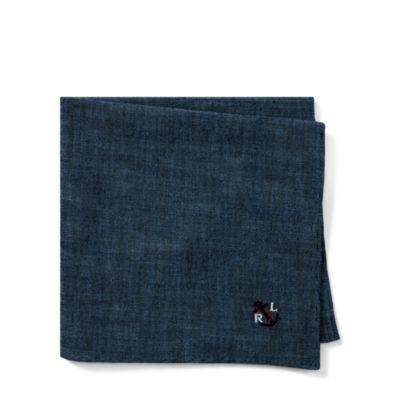 Ralph Lauren Anchor Chambray Pocket Square Chambray