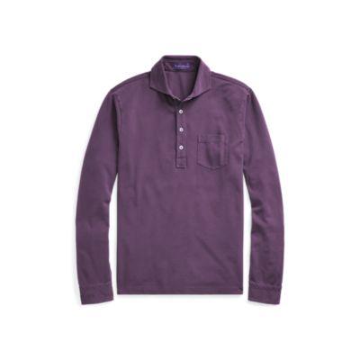 Ralph Lauren Custom Fit Cotton Piqu Shirt Washed Falmouth Purple