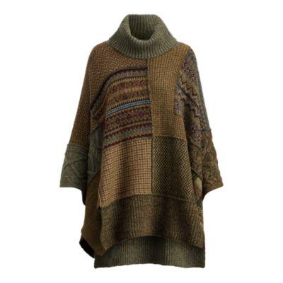 Ralph Lauren Patchwork Wool-blend Poncho Patchwork Fairisle