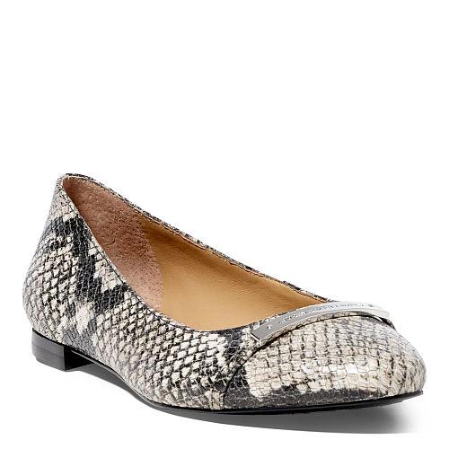 Ralph Lauren Lauren Farrel Python-embossed Flat Cream