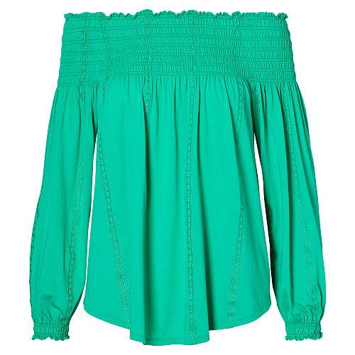 Ralph Lauren Lauren Smocked Off-the-shoulder Top