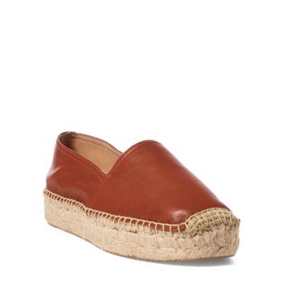Ralph Lauren Joanne Calfskin Espadrille Brown