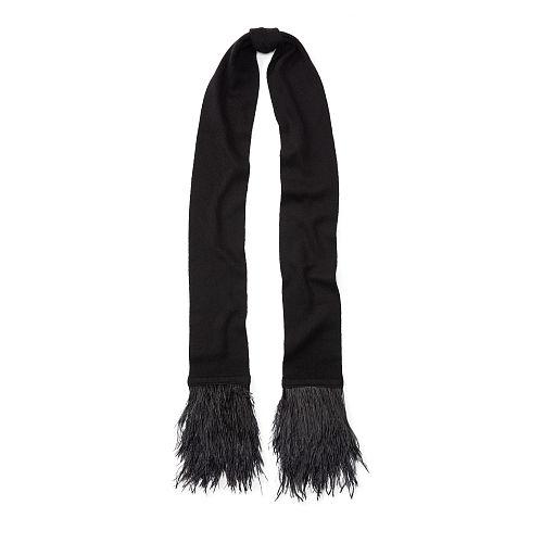 Polo Ralph Lauren Feather-trim Silk-blend Scarf Black