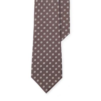 Ralph Lauren Square-print Silk Shantung Tie Taupe