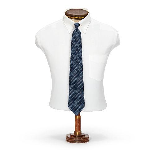 Ralph Lauren Rrl Handmade Plaid Silk Tie Navy Blue