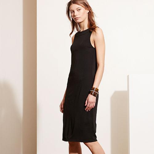 Ralph Lauren Lauren Asymmetrical-back Jersey Dress Black