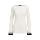 Ralph Lauren Striped Ruffled-cuff Sweater Cream/polo Black
