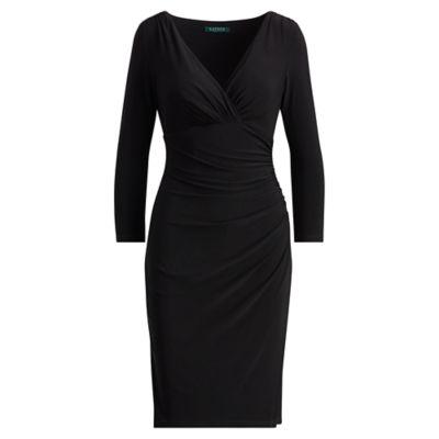 Ralph Lauren Jersey Faux-wrap Dress Black