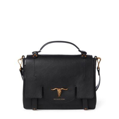 Ralph Lauren Leather Schooly Bag Black