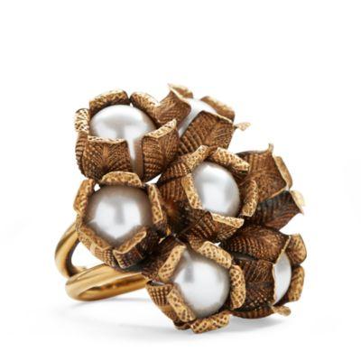 Ralph Lauren Flower Crystal-pearl Ring Gold/pearl