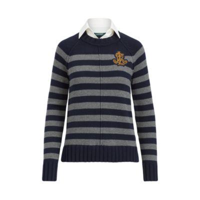Ralph Lauren Layered Bullion-patch Sweater Rl Navy/sterling