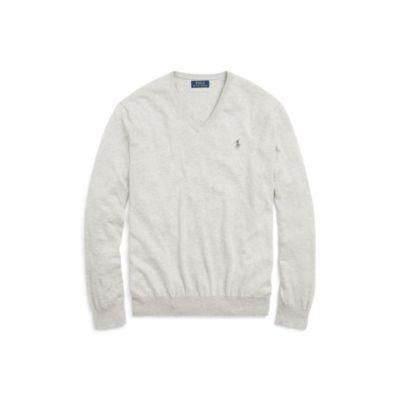 Ralph Lauren Slim Fit Cotton V-neck Sweater Andover Heather