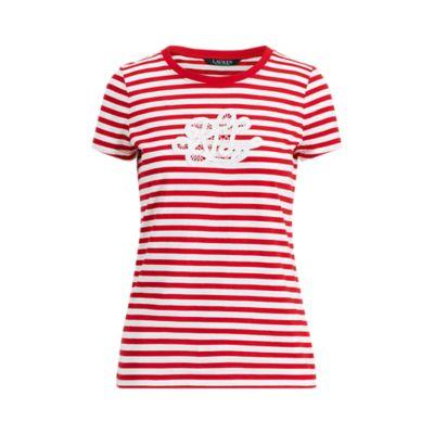 Ralph Lauren Lace-logo T-shirt Soft White/lipstick Red