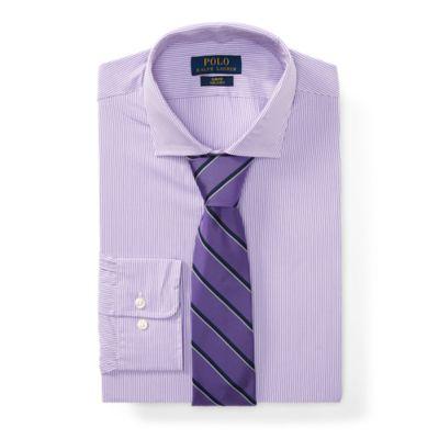 Ralph Lauren Slim Fit Striped Poplin Shirt 2271 Lavender/white