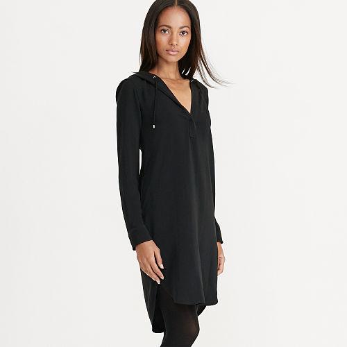 Ralph Lauren Lauren Crepe Hooded Dress Black