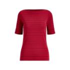 Ralph Lauren Striped Cotton Boatneck Top Bordeaux/crimson Sp