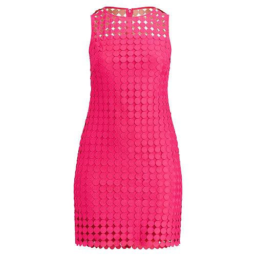 Ralph Lauren Lauren Woman Polka-dot Lace Dress Caliente Pink