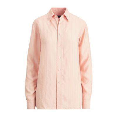 Ralph Lauren Cromwell Satin-striped Shirt Powder Pink