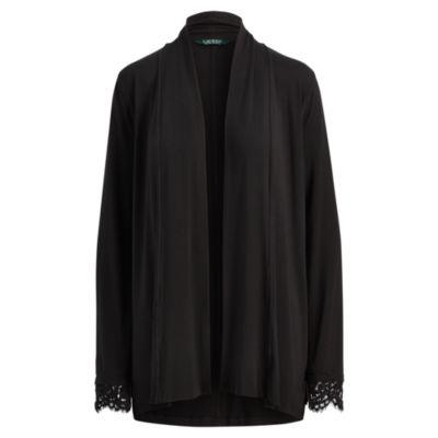 Ralph Lauren Jersey Open-front Cardigan Polo Black