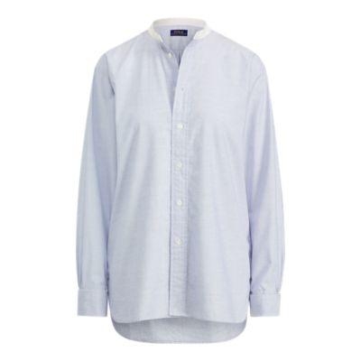 Ralph Lauren Band-collar Button-down Shirt 907 Blue/white
